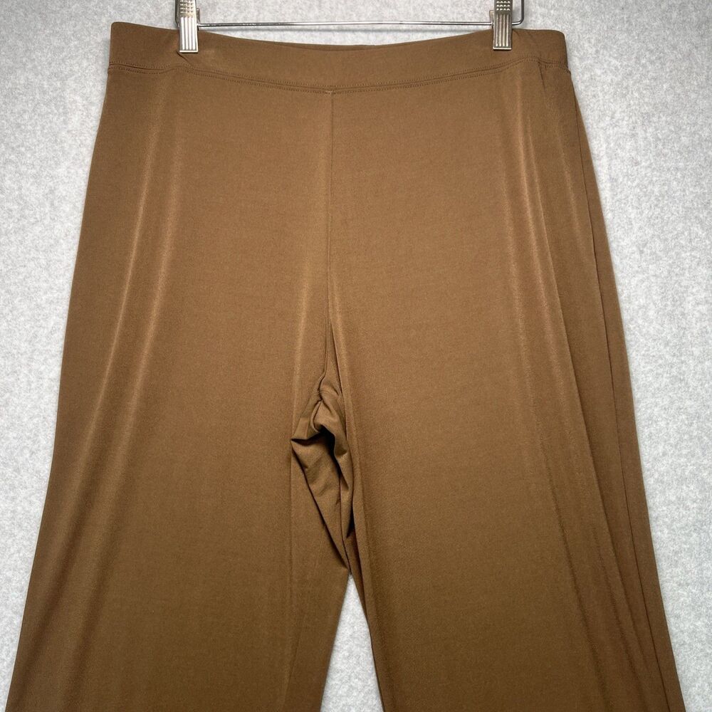 Susan Graver Essentials Liquid Knit Pants Large Brown Pull On Straight Leg - Picture 3 of 11
